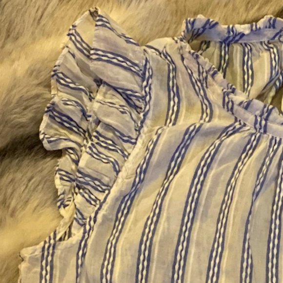 Blue and White Peasant Blouse Anthropologie XS - Picture 3 of 3